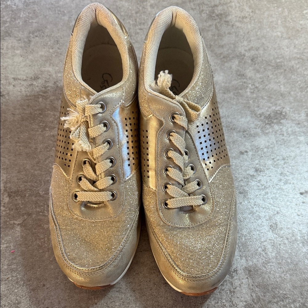 Chic Gold Wedge Sneakers